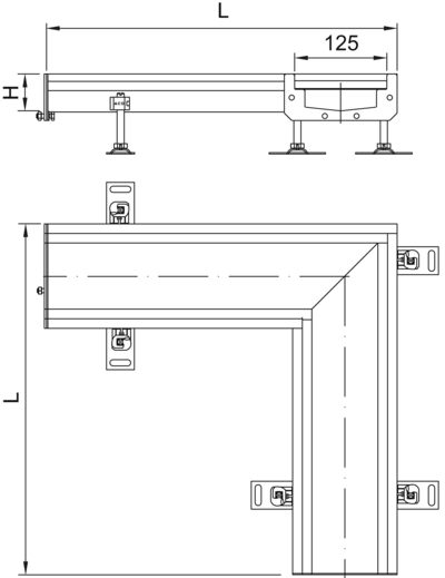 Tegning af vinkelrende Modular 125