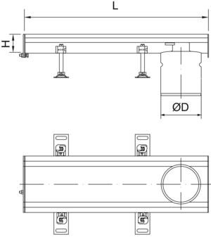 Tegning af Modular 200 afløbsoverdel i enden