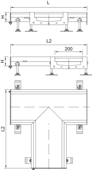 Tegning af modular 200 t-rende